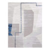 Abstract geometric custom tufted wool rug in gray and blue, 9'x12' size