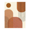 Abstract geometric wool rug with curved lines and circles in terracotta and cream tones, 8'x10'