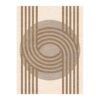 Minimalist wool rug with curved arches and vertical lines in beige and brown tones