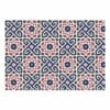 Moroccan-inspired wool rug, 100x140cm, geometric and floral pattern in navy, burgundy, green, and cream