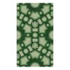 Rectangular wool rug with symmetrical geometric pattern in various shades of green