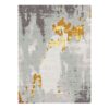 Luxurious custom tufted wool rug, 8x10 feet, with ethereal gold abstract pattern on gray and sage background