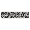 Modern abstract wool runner rug with black geometric shapes on ivory background, 3'x12'