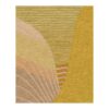 Abstract landscape custom tufted wool rug featuring golden waves and striped patterns, 10'x12'