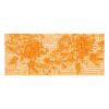 Custom hand-tufted wool runner rug featuring abstract linear pattern with brushstroke effect in golden orange on cream background, 3x8 feet