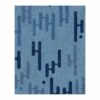 Custom tufted 8x10 rug with abstract blue liquid pattern on light blue background