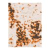 Abstract custom tufted rug with orange and charcoal splash pattern on ivory background, 9x12 feet