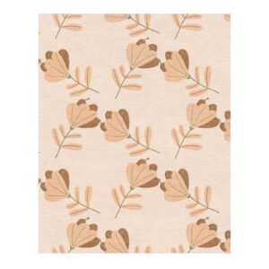 8'x10' tufted wool rug with hand-drawn floral pattern in beige and peach tones