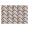 Beige and taupe chevron pattern wool tufted rug with gold accents, 7'x10'