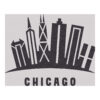 Chicago skyline custom tufted wool rug featuring minimalist black silhouette of iconic buildings on white background