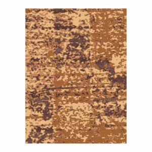 Hand-tufted wool rug with coffee and tan camouflage pattern, size 9'x12'