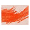 Modern wool area rug with bold coral orange brushstrokes on cream background