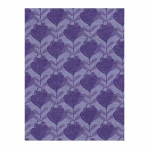 Custom tufted wool rug with lavender leaf pattern in two-tone purple, 9'x12'