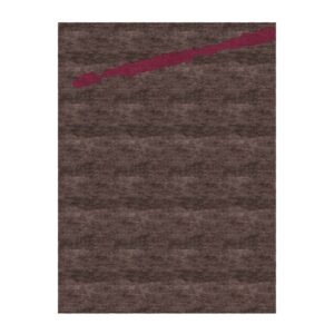 Custom tufted wool rug with brown base and burgundy diagonal stripe, size 9'x12'