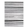 Custom tufted wool rug with black, white, and gray horizontal striped pattern, size 9'x12'