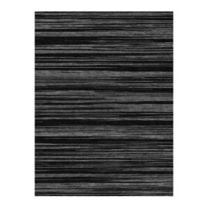 Custom tufted wool rug with black and gray horizontal striped pattern, size 9'x12'