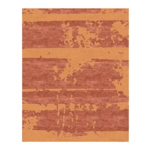 Custom tufted wool rug with abstract rust and terracotta horizontal striped pattern, size 8'x10'