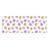 Easter egg patterned wool runner with hand-drawn decorated eggs in pink, purple, mint and yellow on white background, 3x8 feet