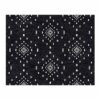 Custom tufted 8x10 black rug with white ethnic ikat abstract pattern