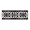 Ethnic ornament wool runner rug with black and white geometric border pattern, 3'x8'