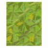 Modern wool area rug featuring overlapping octagonal pattern in multiple shades of green and chartreuse