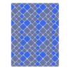 Custom tufted wool area rug with geometric square pattern in blue, slate, and silver, 8 feet by 10 feet