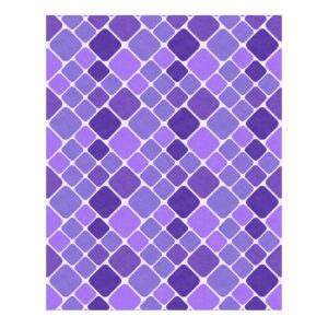 Geometric purple abstract square pattern wool tufted rug, 8x10 feet, featuring varied purple shades in a mosaic design