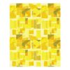 Hand-tufted wool area rug with abstract geometric pattern in yellow and olive green woodblock design, 8x10 feet