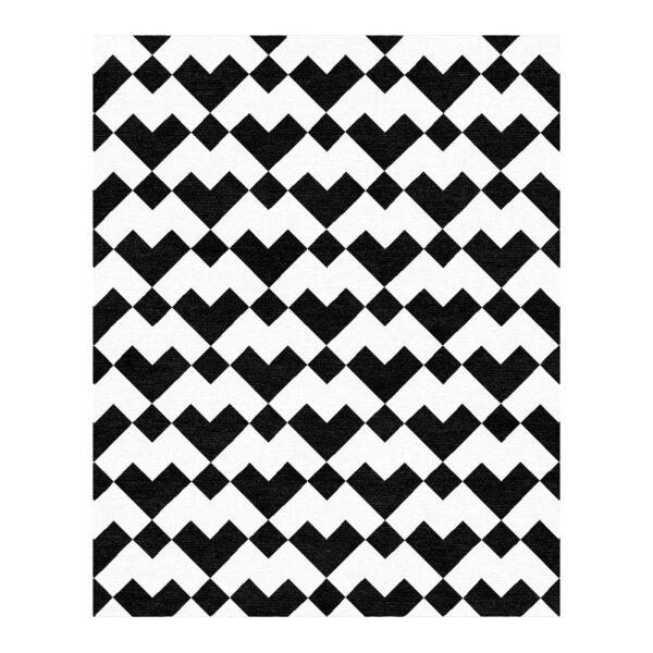 Custom tufted wool rug with geometric zigzag pattern in black and white, 8x10 feet rectangle