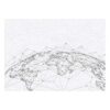 Modern wool tufted rug with geometric world map design in gray and white, featuring connected network nodes and lines, 10x14 feet