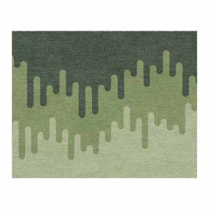 Custom tufted 8x10 rug with abstract liquid pattern in green ombre shades