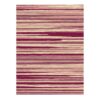 Morandi-inspired custom tufted wool rug with muted red and cream horizontal stripes, 9'x12'