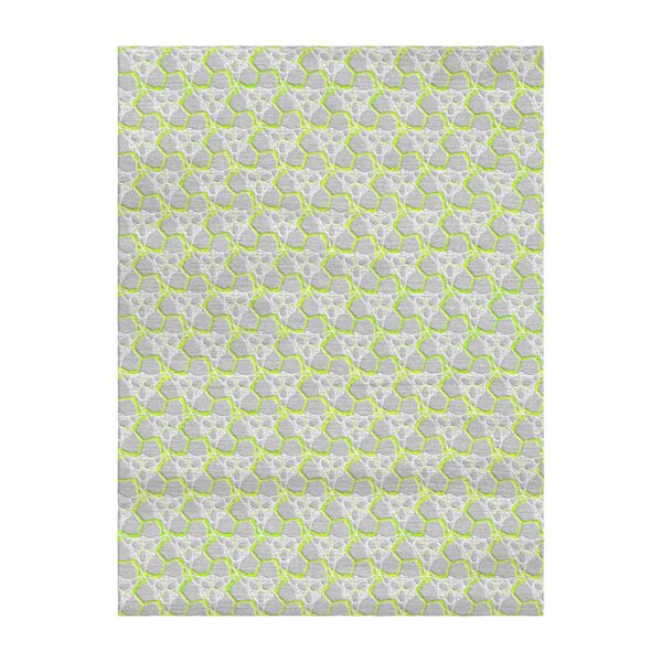 Grey and neon green custom tufted wool rug with lattice pattern, 9x12 feet