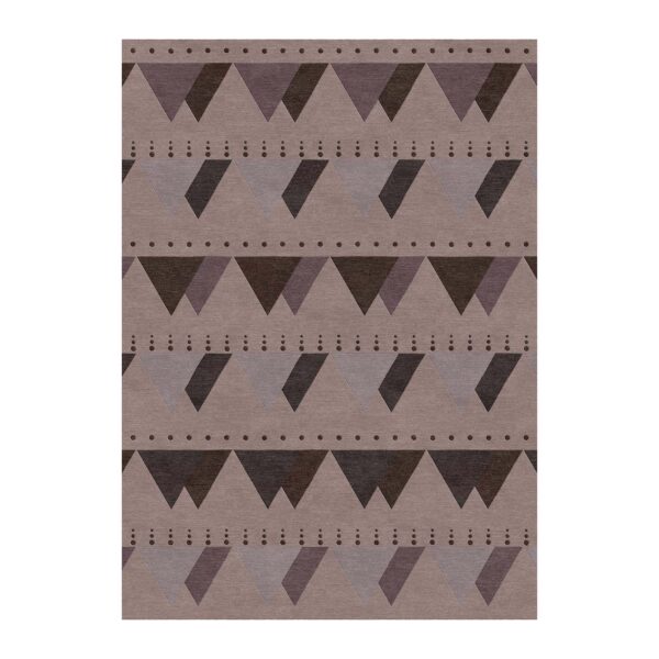 10'x14' tufted wool rug with modern triangle pattern in taupe and brown shades