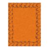 Vibrant orange custom tufted rug with unique abstract border pattern, 9x12 feet