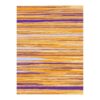 Vibrant custom tufted rug with horizontal stripes in orange, purple, and neutral tones, 9x12 feet