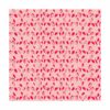 Pink square wool rug with vibrant fuchsia petal pattern, custom tufted, 6 by 6 feet