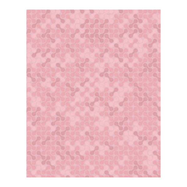 Pink abstract metaball texture wool tufted rug, 12x15 feet, featuring interconnected organic shapes in various pink hues