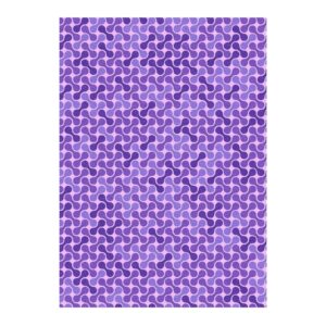 Purple fluid waves abstract wool tufted rug, 10x14 feet, featuring interlocking curved shapes in various purple shades