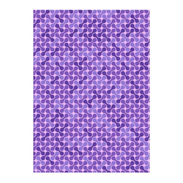 Purple fluid waves abstract wool tufted rug, 10x14 feet, featuring interlocking curved shapes in various purple shades