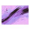 Abstract purple and lilac brushstroke pattern tufted wool rug with black diagonal streaks and paint splatter effects