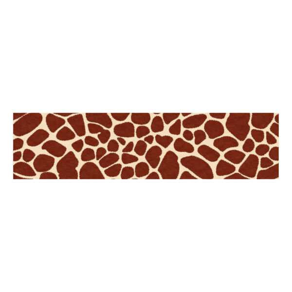 Custom tufted wool runner rug with russet and cream giraffe pattern, 3 feet by 12 feet long