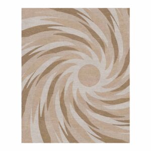 Custom tufted wool area rug with abstract beige swirl design, 8'x10'