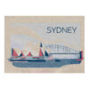 Sydney Landmark Wool Tufted Area Rug featuring Opera House and Harbor Bridge in navy and coral pink art deco design