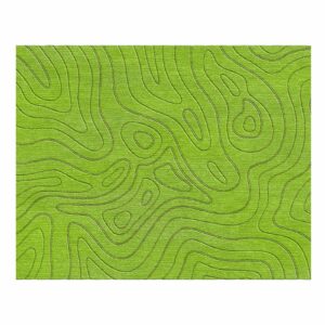 Hand-tufted wool rug with carved topographic pattern in lime green, size 8x10 feet