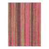 Custom tufted New Zealand wool rug with pink and green Morandi-inspired stripes, 9x12 feet