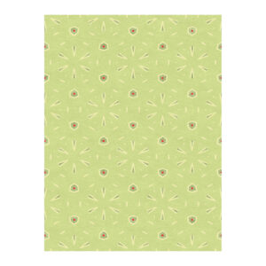 Custom tufted wool rug with pistachio green background and delicate geometric floral pattern, 9x12 ft