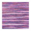 Custom tufted 8'x8' square rug with horizontal stripes in shades of purple, pink, and blue, made from New Zealand wool