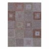 Gray square mosaic pattern custom tufted wool rug, 9'x12', featuring nested geometric design in muted tones of gray, brown, and sage