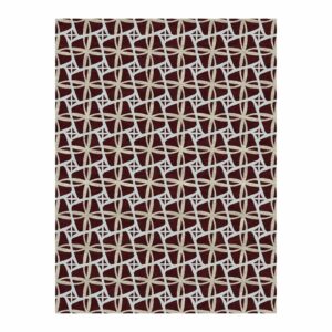 Hand-tufted wool rug with umber brown background and cream lattice pattern, size 9'x12'